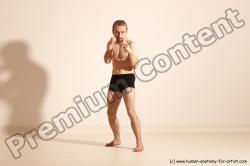 Underwear Martial art Man White Moving poses Slim Short Blond Dynamic poses Academic