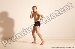 Underwear Martial art Man White Moving poses Slim Short Blond Dynamic poses Academic