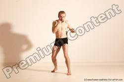 Underwear Martial art Man White Moving poses Slim Short Blond Dynamic poses Academic