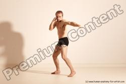 Underwear Martial art Man White Moving poses Slim Short Blond Dynamic poses Academic