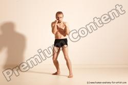 Underwear Martial art Man White Moving poses Slim Short Blond Dynamic poses Academic