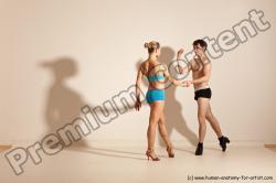 Underwear Woman - Man White Slim Short Brown Dancing Dynamic poses Academic