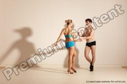 Underwear Woman - Man White Slim Short Brown Dancing Dynamic poses Academic