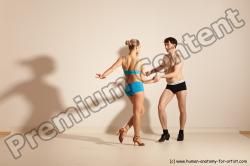 Underwear Woman - Man White Slim Short Brown Dancing Dynamic poses Academic