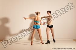 Underwear Woman - Man White Slim Short Brown Dancing Dynamic poses Academic