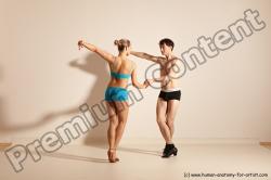 Underwear Woman - Man White Slim Short Brown Dancing Dynamic poses Academic