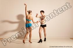 Underwear Woman - Man White Slim Short Brown Dancing Dynamic poses Academic