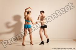 Underwear Woman - Man White Slim Short Brown Dancing Dynamic poses Academic