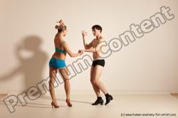 Underwear Woman - Man White Slim Short Brown Dancing Dynamic poses Academic