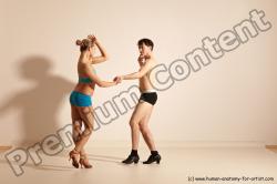 Underwear Woman - Man White Slim Short Brown Dancing Dynamic poses Academic