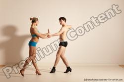 Underwear Woman - Man White Slim Short Brown Dancing Dynamic poses Academic