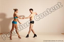 Underwear Woman - Man White Slim Short Brown Dancing Dynamic poses Academic