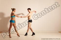 Underwear Woman - Man White Slim Short Brown Dancing Dynamic poses Academic