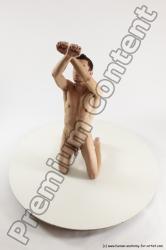 Nude Man White Kneeling poses - ALL Slim Short Brown Kneeling poses - on both knees Multi angles poses Realistic