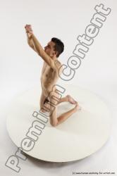 Nude Man White Kneeling poses - ALL Slim Short Brown Kneeling poses - on both knees Multi angles poses Realistic