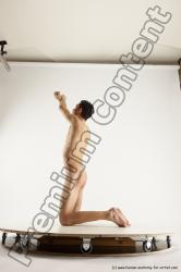 Nude Man White Kneeling poses - ALL Slim Short Brown Kneeling poses - on both knees Multi angles poses Realistic