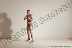 Underwear Martial art Man White Moving poses Athletic Short Brown Dynamic poses Academic