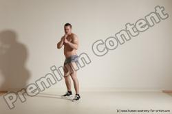 Underwear Martial art Man White Moving poses Athletic Short Brown Dynamic poses Academic