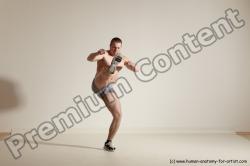 Underwear Martial art Man White Moving poses Athletic Short Brown Dynamic poses Academic