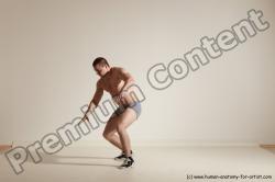 Underwear Martial art Man White Moving poses Athletic Short Brown Dynamic poses Academic