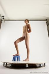 Nude Man White Standing poses - ALL Underweight Medium Brown Standing poses - knee-bend Multi angles poses Realistic