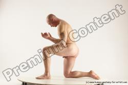 Nude Man White Kneeling poses - ALL Slim Bald Kneeling poses - on one knee Multi angles poses Realistic