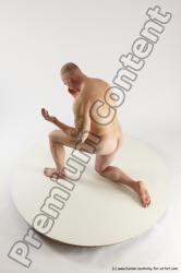 Nude Man White Kneeling poses - ALL Slim Bald Kneeling poses - on one knee Multi angles poses Realistic