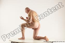 Nude Man White Kneeling poses - ALL Slim Bald Kneeling poses - on one knee Multi angles poses Realistic