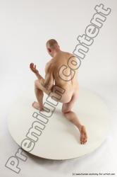 Nude Man White Kneeling poses - ALL Slim Bald Kneeling poses - on one knee Multi angles poses Realistic