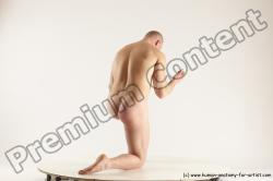 Nude Man White Kneeling poses - ALL Slim Bald Kneeling poses - on one knee Multi angles poses Realistic