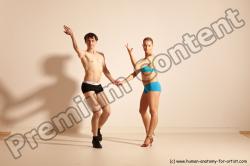 Underwear Woman - Man White Slim Short Brown Dancing Dynamic poses Academic