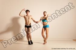 Underwear Woman - Man White Slim Short Brown Dancing Dynamic poses Academic