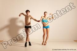 Underwear Woman - Man White Slim Short Brown Dancing Dynamic poses Academic