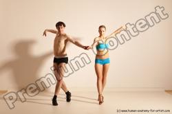 Underwear Woman - Man White Slim Short Brown Dancing Dynamic poses Academic