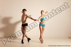 Underwear Woman - Man White Slim Short Brown Dancing Dynamic poses Academic