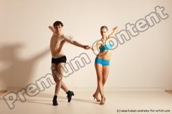 Underwear Woman - Man White Slim Short Brown Dancing Dynamic poses Academic