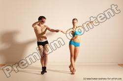 Underwear Woman - Man White Slim Short Brown Dancing Dynamic poses Academic