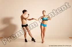 Underwear Woman - Man White Slim Short Brown Dancing Dynamic poses Academic