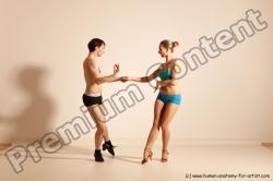 Underwear Woman - Man White Slim Short Brown Dancing Dynamic poses Academic