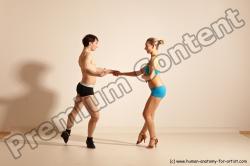 Underwear Woman - Man White Slim Short Brown Dancing Dynamic poses Academic