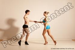 Underwear Woman - Man White Slim Short Brown Dancing Dynamic poses Academic