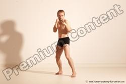 Underwear Martial art Man White Moving poses Slim Short Blond Dynamic poses Academic