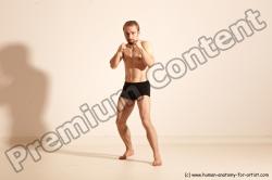 Underwear Martial art Man White Moving poses Slim Short Blond Dynamic poses Academic