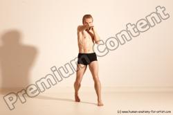 Underwear Martial art Man White Moving poses Slim Short Blond Dynamic poses Academic