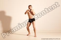 Underwear Martial art Man White Moving poses Slim Short Blond Dynamic poses Academic