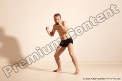 Underwear Martial art Man White Moving poses Slim Short Blond Dynamic poses Academic