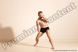 Underwear Martial art Man White Moving poses Slim Short Blond Dynamic poses Academic