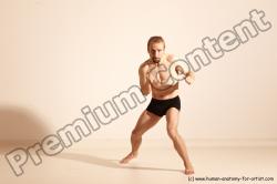 Underwear Martial art Man White Moving poses Slim Short Blond Dynamic poses Academic