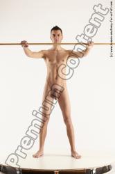 Nude Fighting with sword Man White Standing poses - ALL Athletic Short Brown Standing poses - simple Multi angles poses Realistic