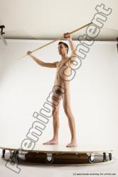 Nude Fighting with sword Man White Standing poses - ALL Athletic Short Brown Standing poses - simple Multi angles poses Realistic